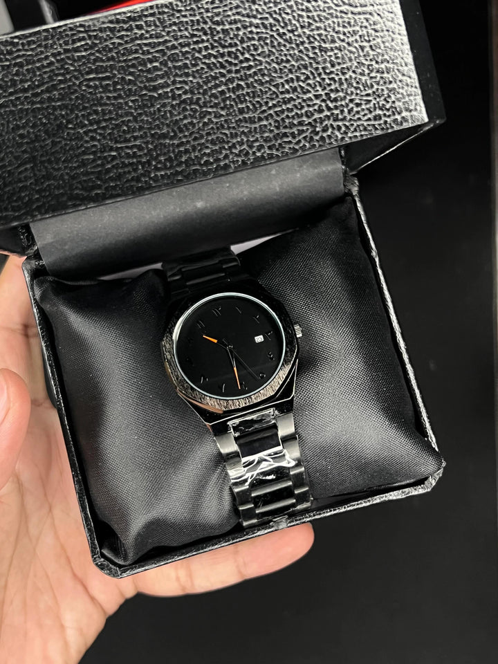 Black Aura Stainless Steel Men's Watch – Bold Elegance in Every Tick